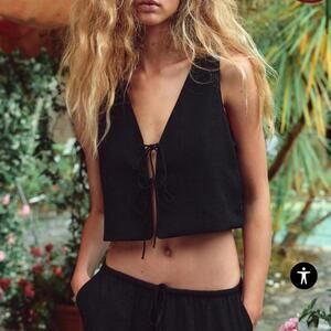 Zara Women's Black Vests-tanks-cami
